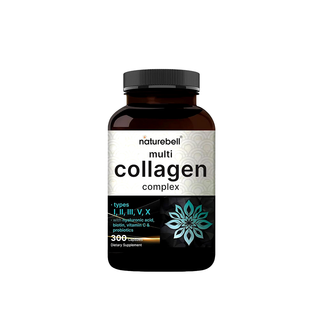 NatureBell Multi Collagen Complex 300 Capsules – 5 Types Collagen + Hyaluronic Acid, Biotin & Probiotics