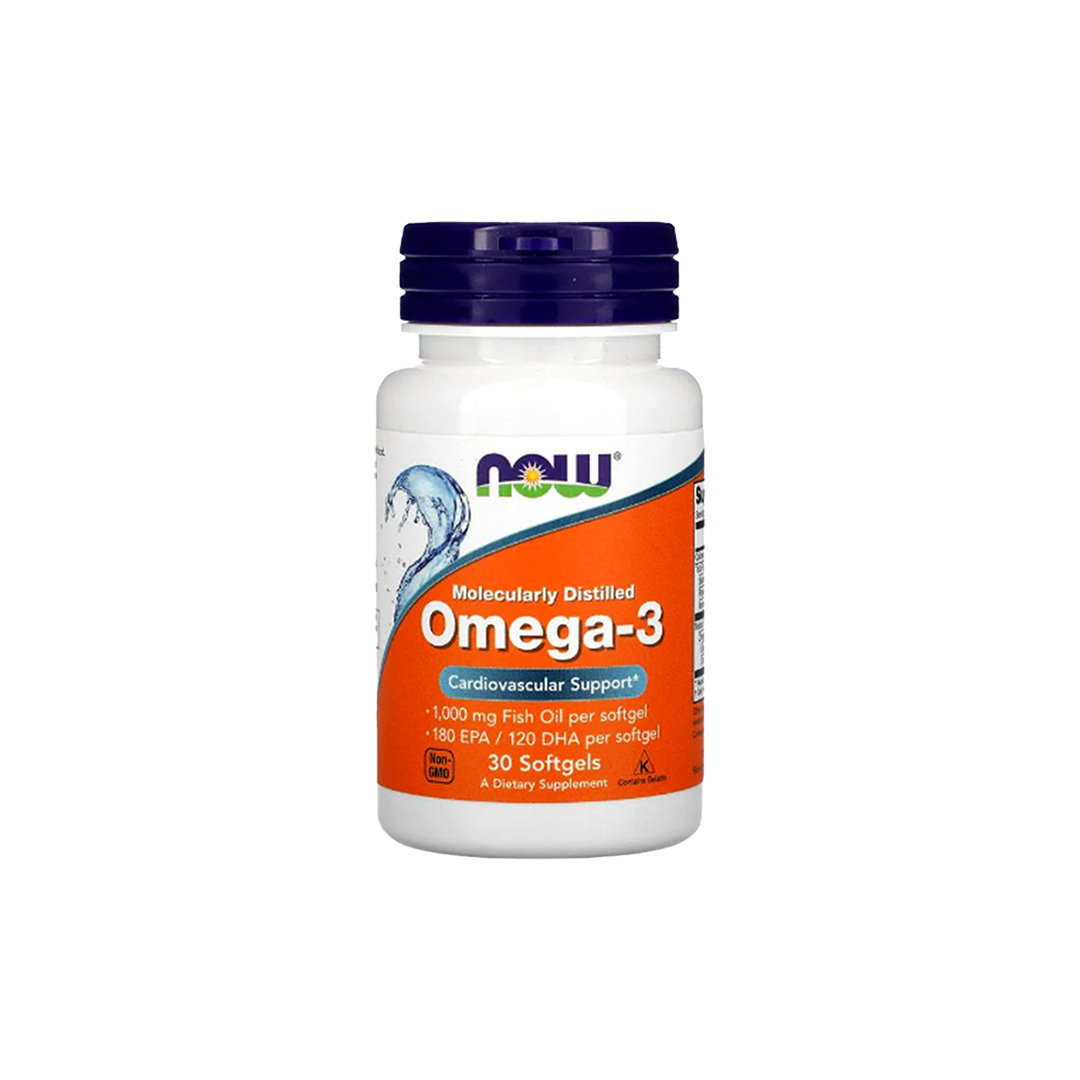 NOW Foods Omega-3 1000mg – 180 EPA / 120 DHA | Cardiovascular Support | 30 Softgels