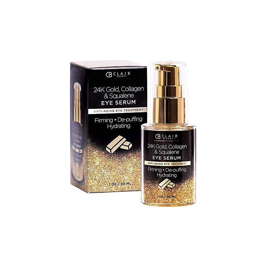 Clear Beauty 24K Gold Collagen & Squalene Eye Serum 30ml – Vegan Anti-Aging Eye Treatment