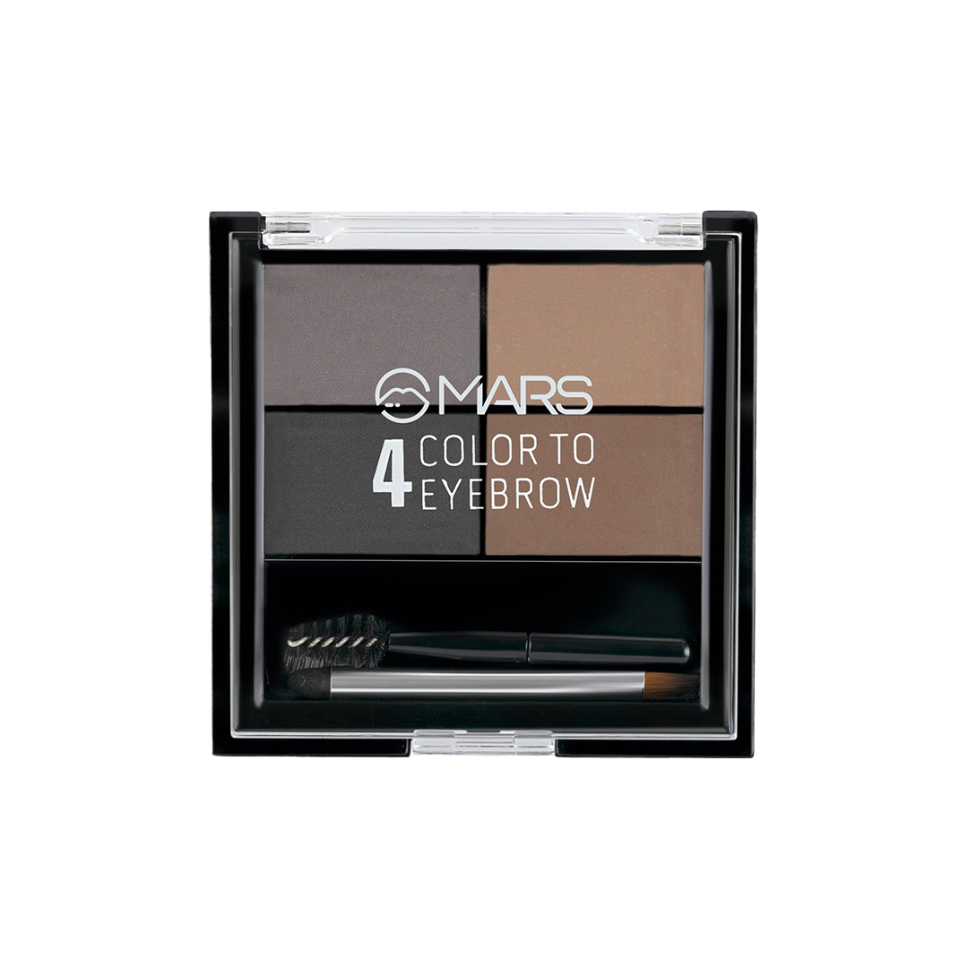 MARS 4 in 1 Eyebrow Powder Cake with Angled Eyebrow Brush & Spoolie – 8g